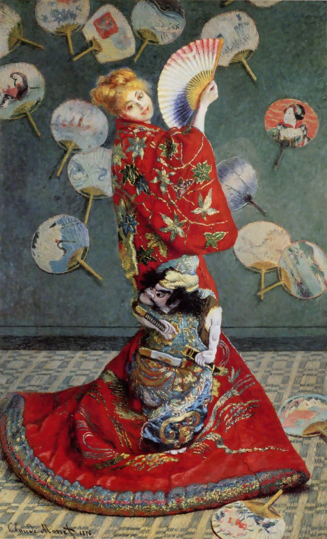 Madame Monet wearing a kimono by Claude Monet