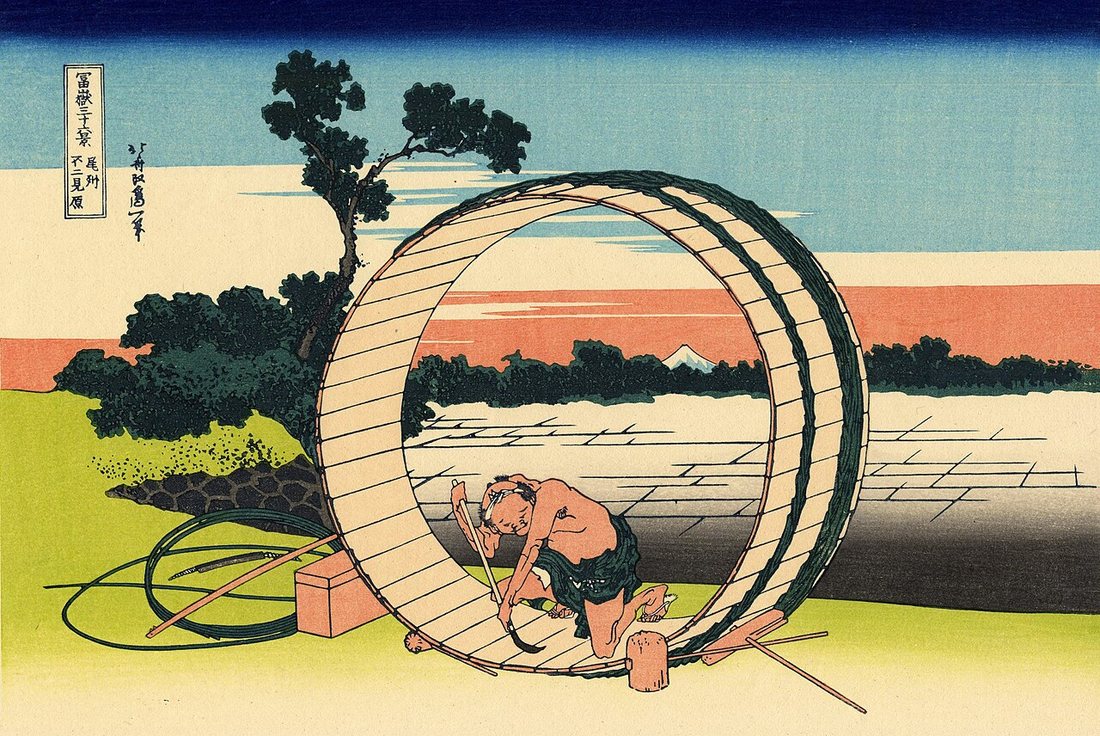 Fujimigahara in Owari Province by Hokusai