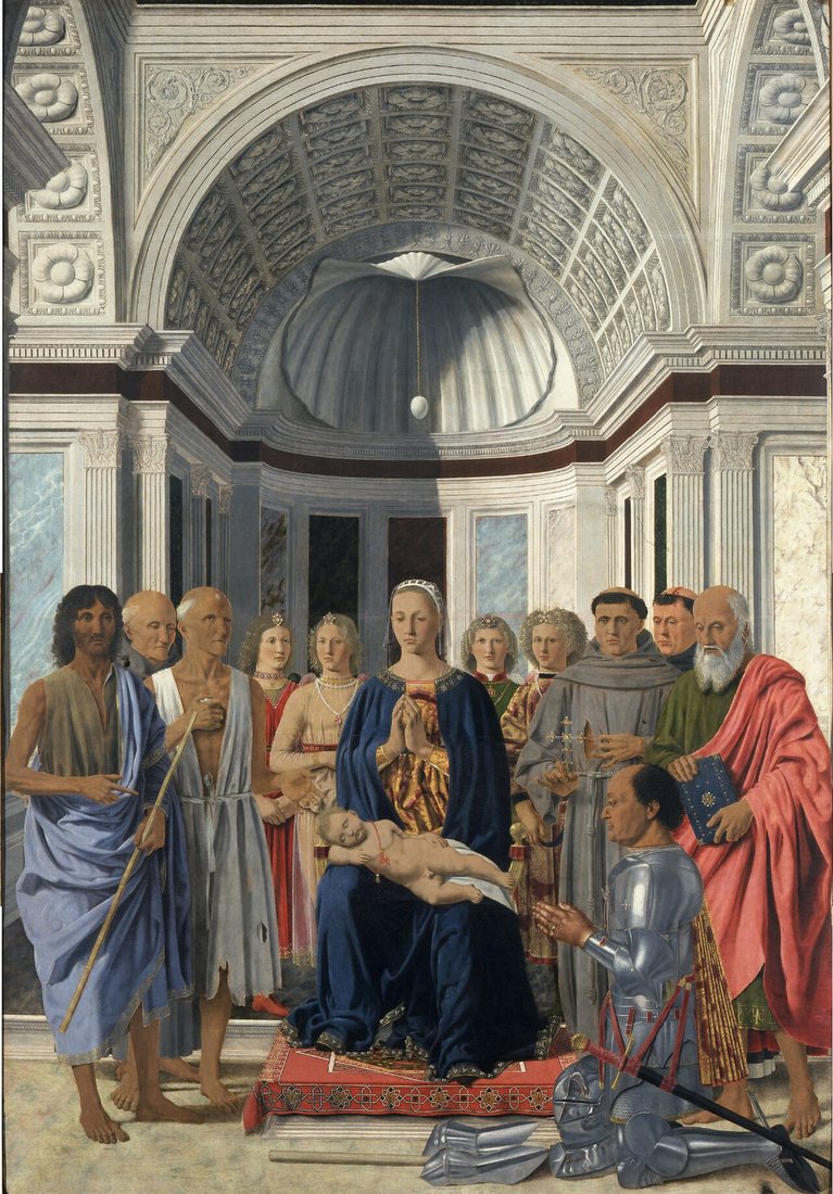 Madonna and Child with Saints, Angels and Federico da Montefeltro (San Bernardino Altarpiece) by Piero della Francesca