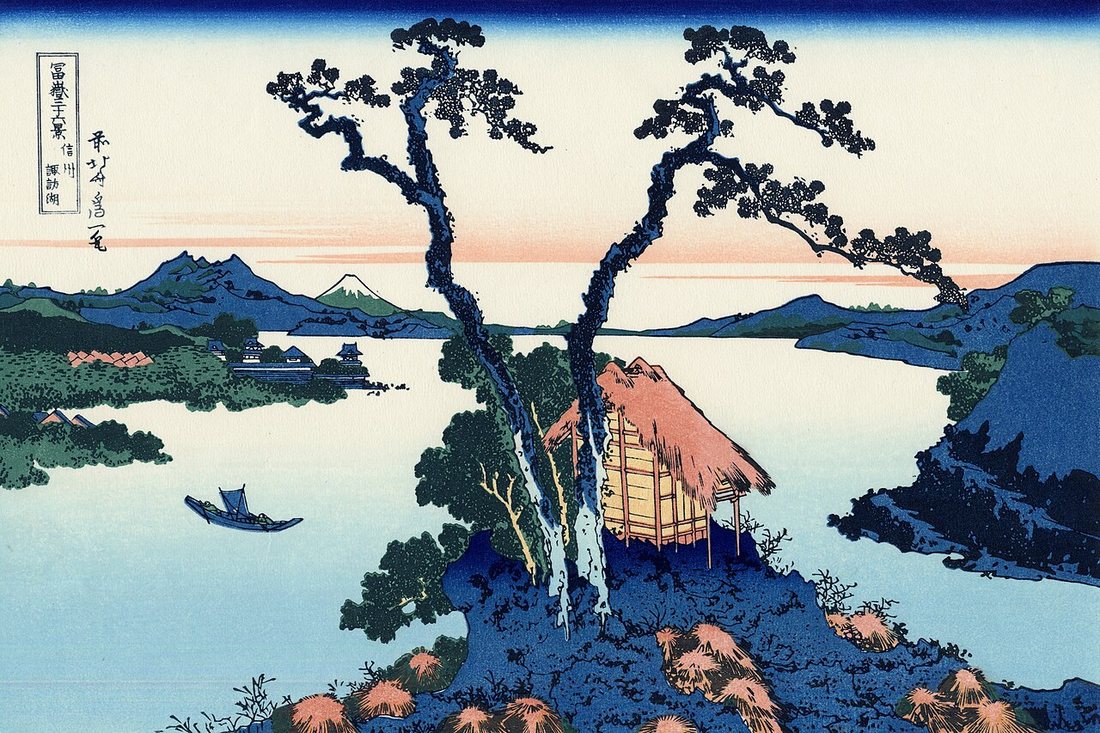Lake Suwa in Shinano province by Hokusai