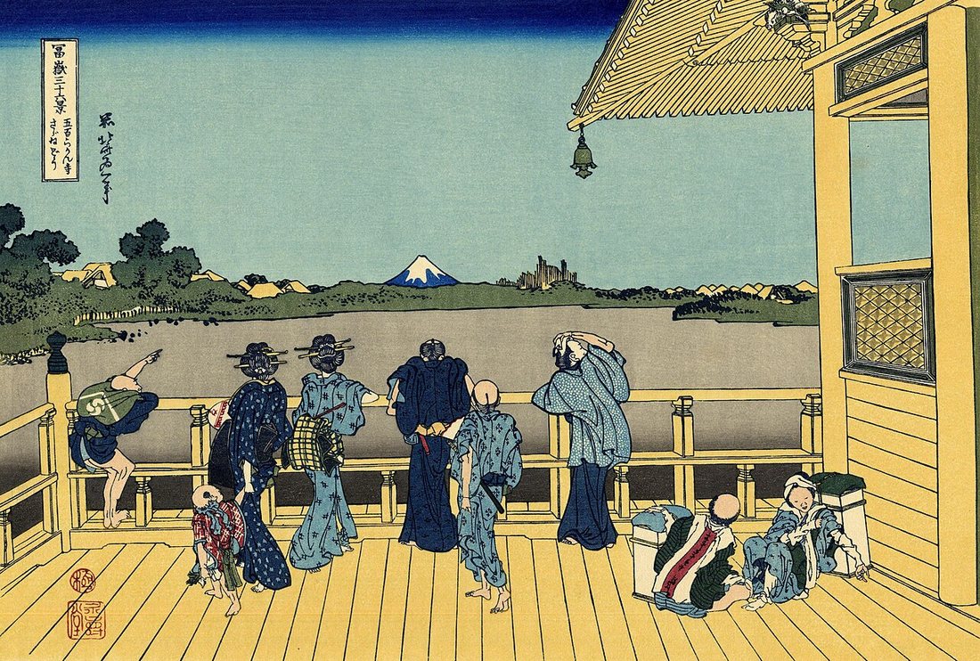 Sazai hall - Temple of Five Hundred Rakan by Hokusai