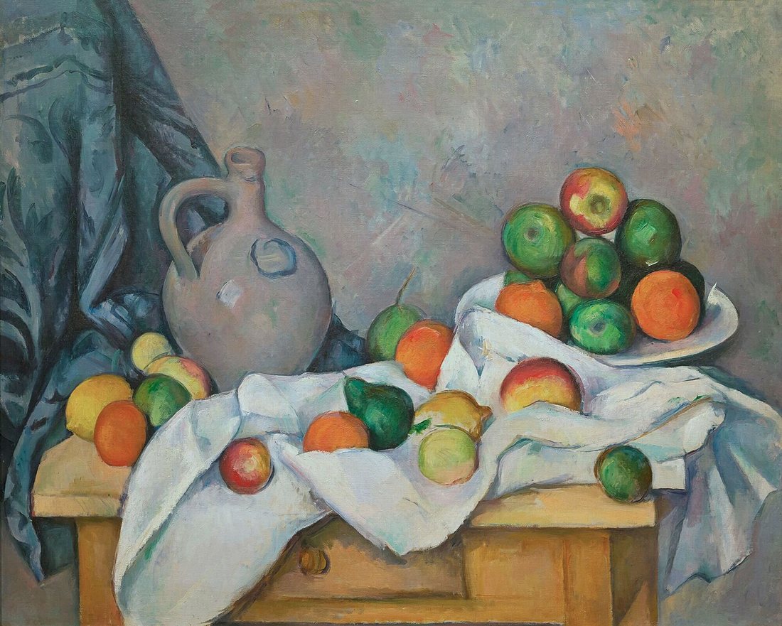 Rideau, Cruchon et Compotier by Paul Cézanne