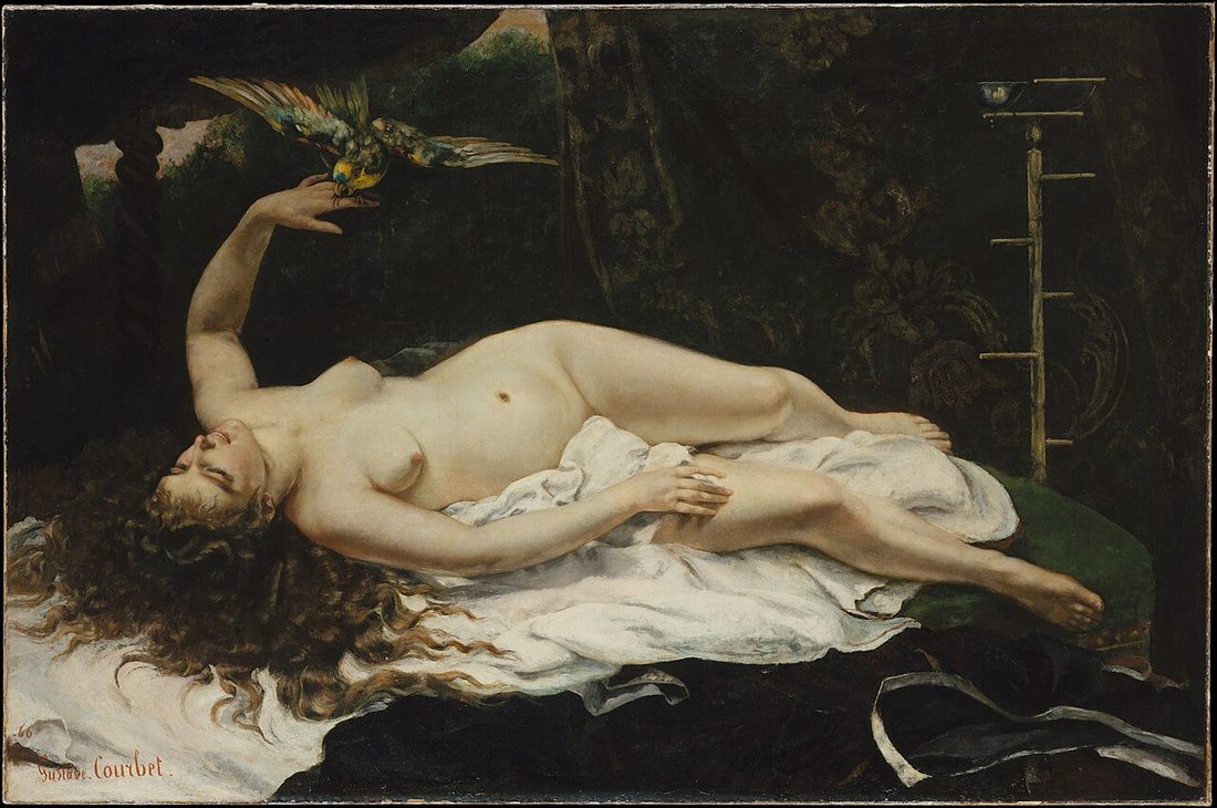 Woman with a Parrot by Gustave Courbet